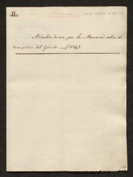 Medalla d'or per la Memòria sobre el reemplaçament de l'Exèrcit (1834) (sig: 239/2)