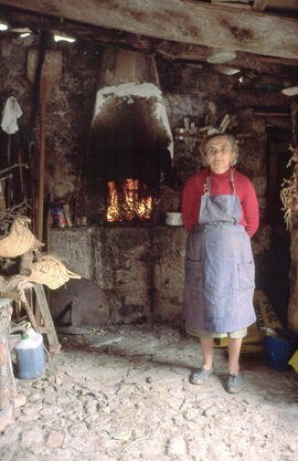 Dona davant un forn