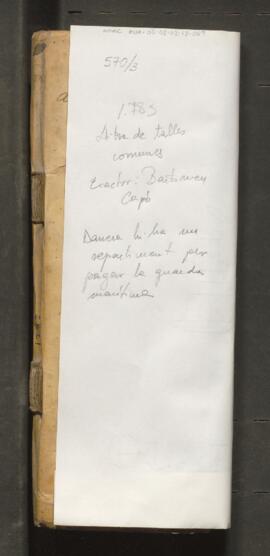 Llibre de talles comunes. Clavari: Bartomeu Capó 1783 (SIG 570/3)