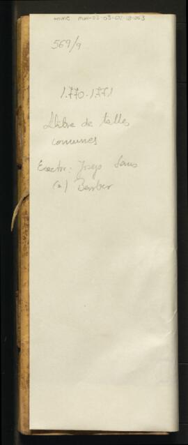 Llibre de talles comunes. Clavari: Josep Sans, barber 1770-1771 (SIG 569/9)