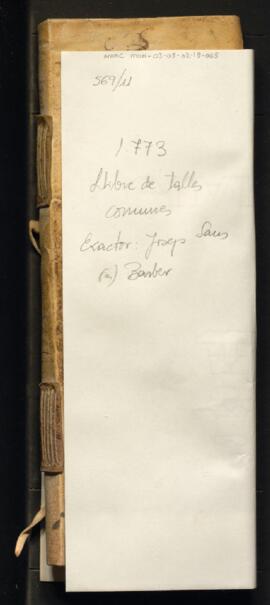 Llibre de talles comunes. Clavari: Josep Sans, barber 1773 (SIG 569/11)